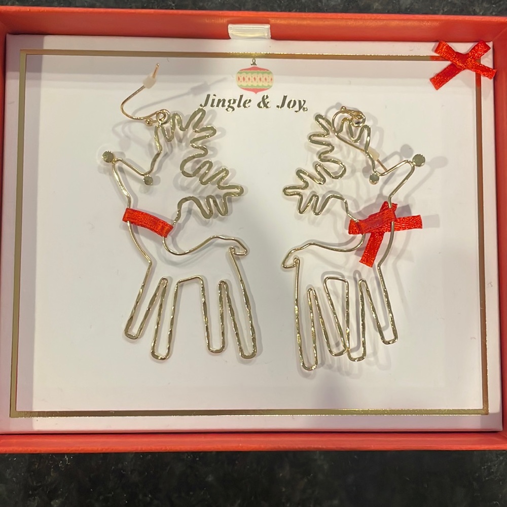 Jingle and joy reindeer earrings in original box